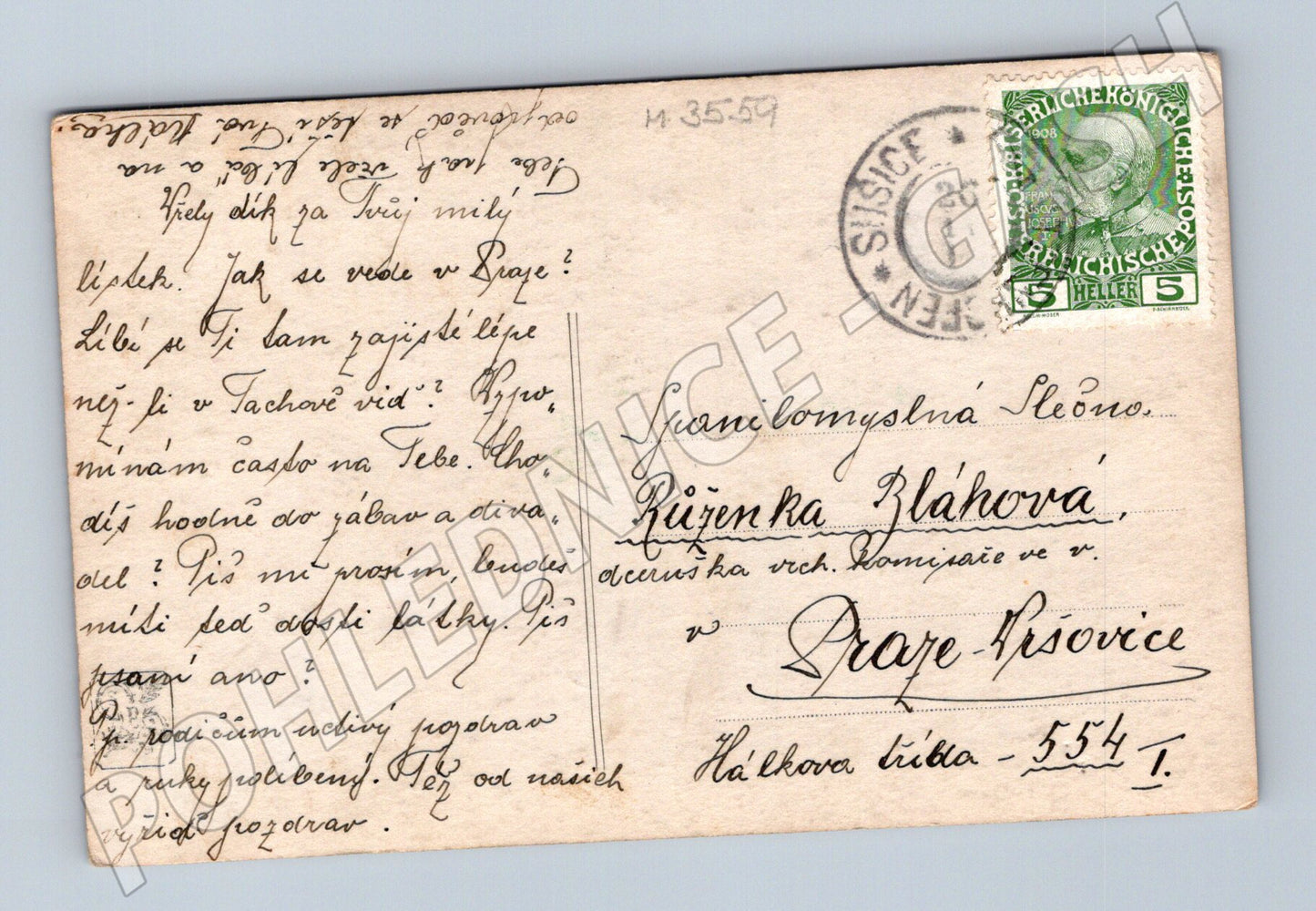 Pohlednice dívka v zahradě RU 1912 (M3559)