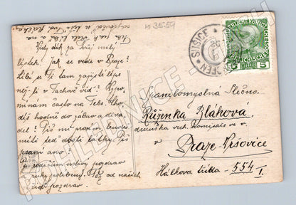 Pohlednice dívka v zahradě RU 1912 (M3559)