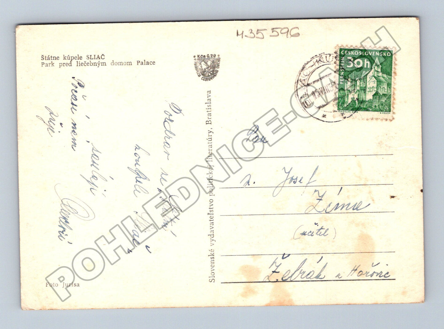 Pohlednice Slovensko Sliač park před Palace 1954 (M35596)