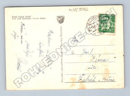 Pohlednice Slovensko Sliač park před Palace 1954 (M35596)
