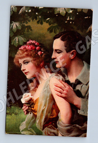 Pohlednice romantická dvojice malířství (M3560)