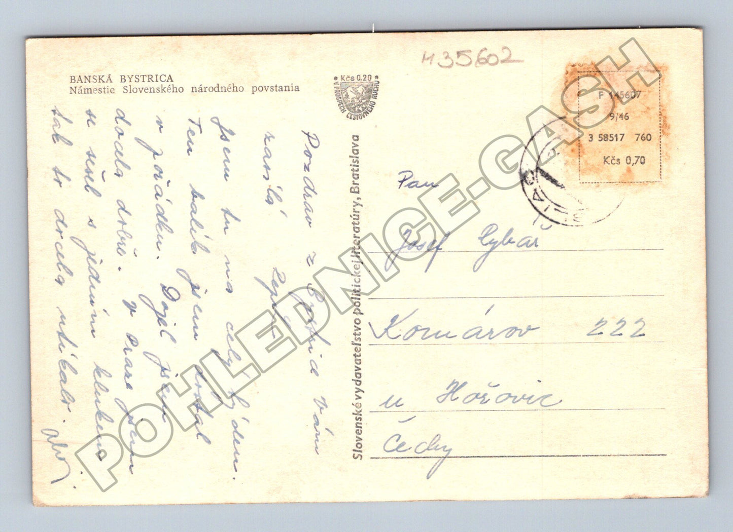 Pohlednice Slovensko Banská Bystrica náměstí 1946 (M35602)