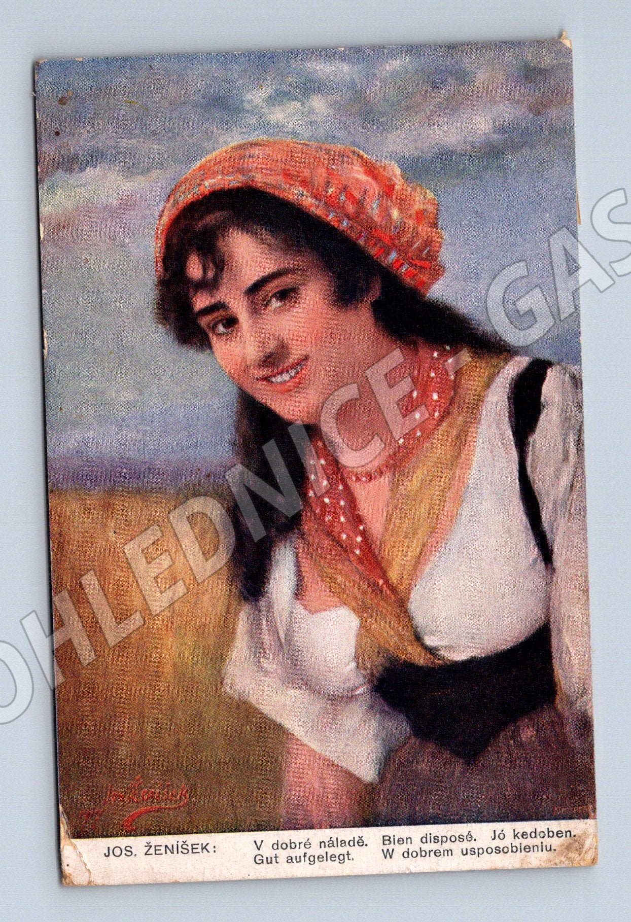 Pohlednice krojovaná dívka Jos Šeníšek (M3561)