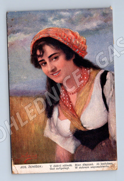 Pohlednice krojovaná dívka Jos Šeníšek (M3561)