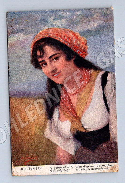 Pohlednice krojovaná dívka Jos Šeníšek (M3561)
