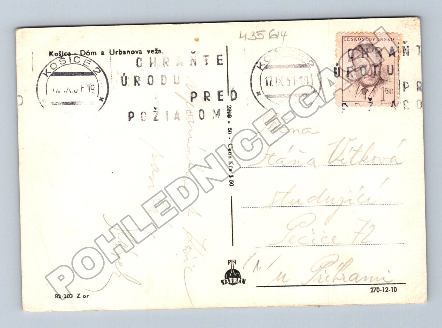 Pohlednice Slovensko Košice Dóm Urbanova veža 1957 (M35614)