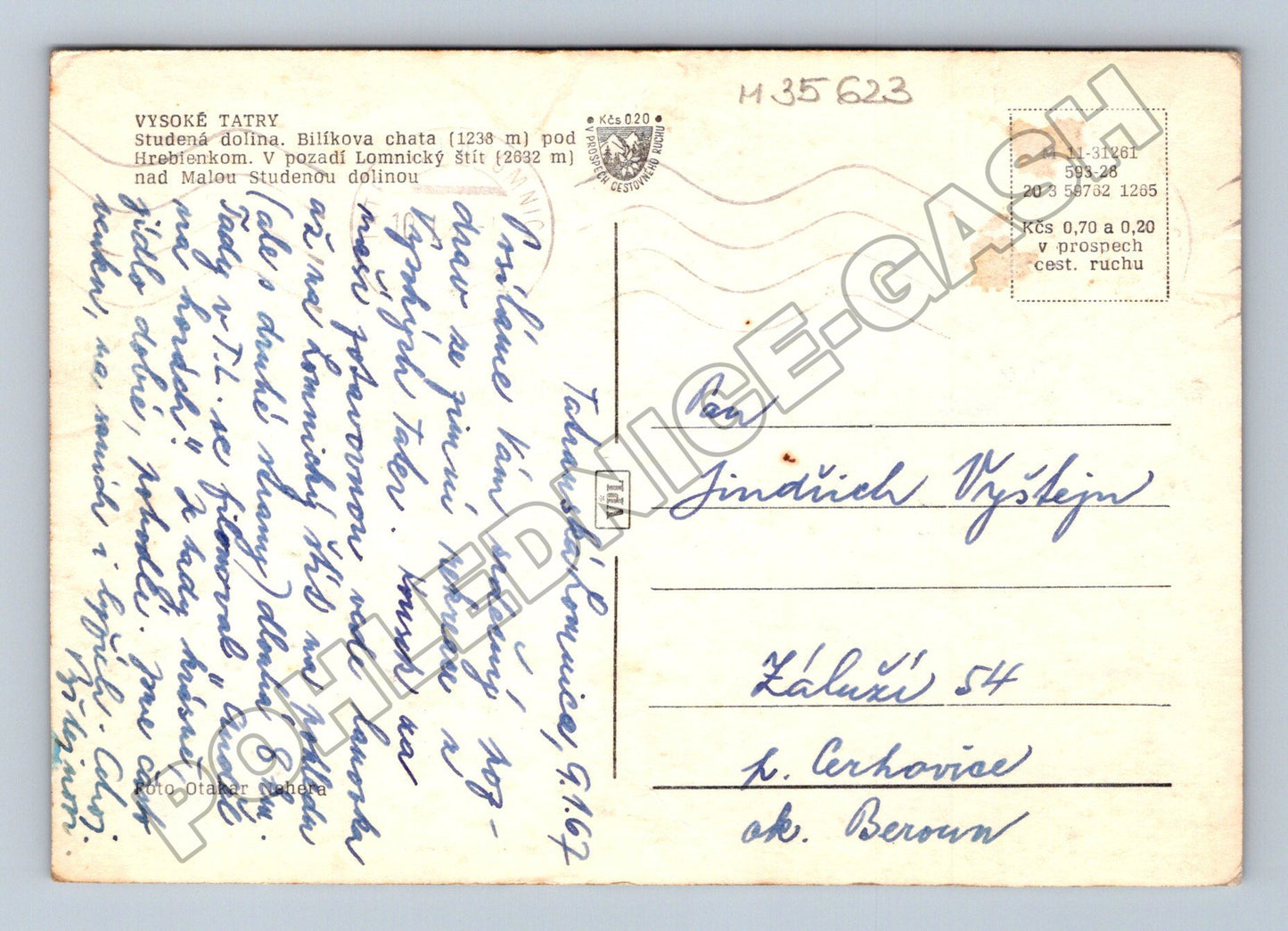Pohlednice Slovensko Vysoké Tatry Bilíkova chata 1962 (M35623)