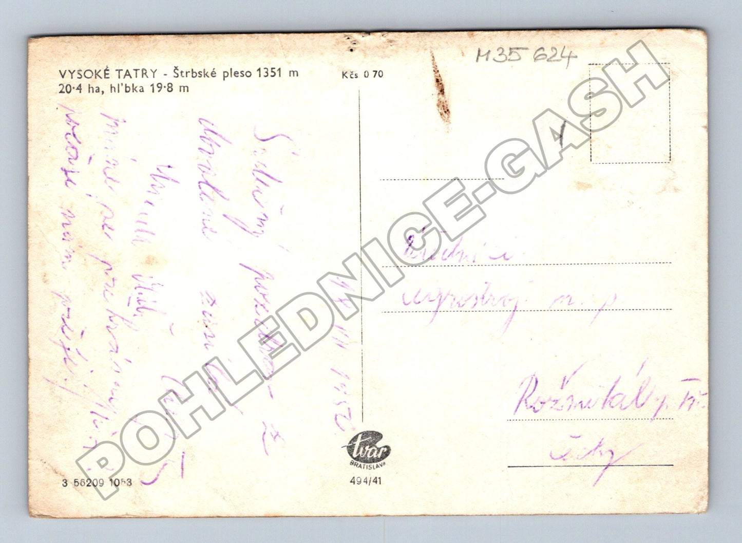 Pohlednice Slovensko Štrbské pleso Vysoké Tatry 1952 (M35624)
