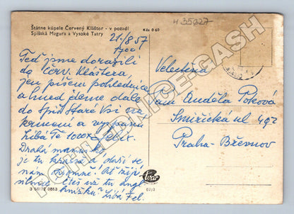 Pohlednice Slovensko Červený Kláštor Vysoké Tatry 1957 (M35627)