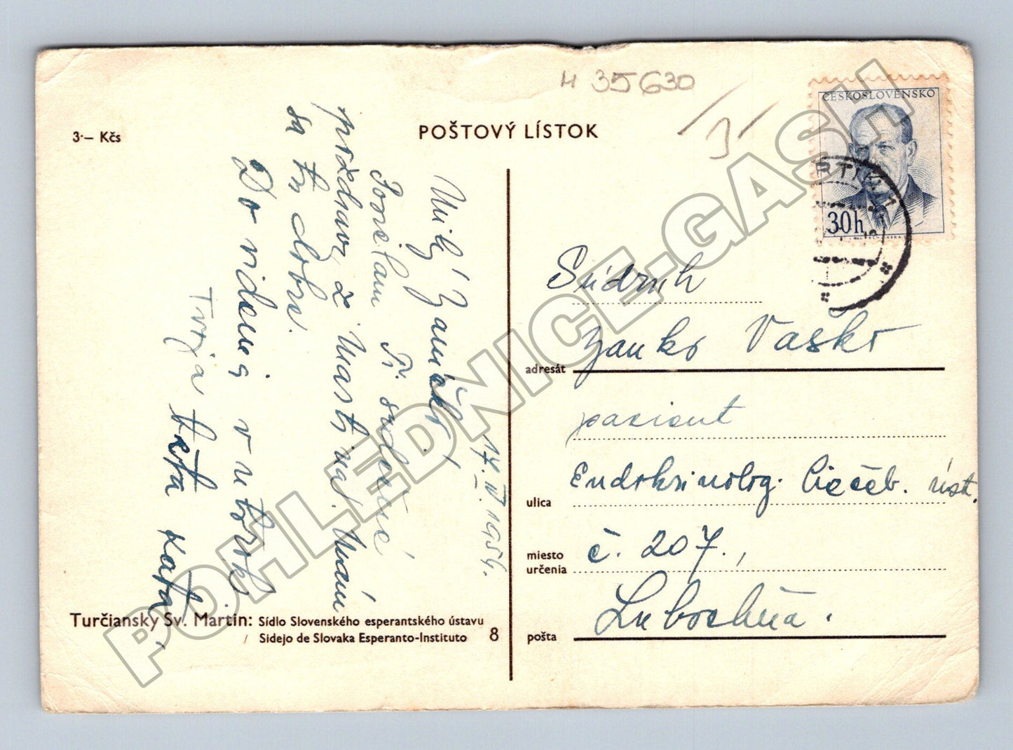 Pohlednice Slovensko Turčiansky Sv. Martin kostel 1955 (M35630)