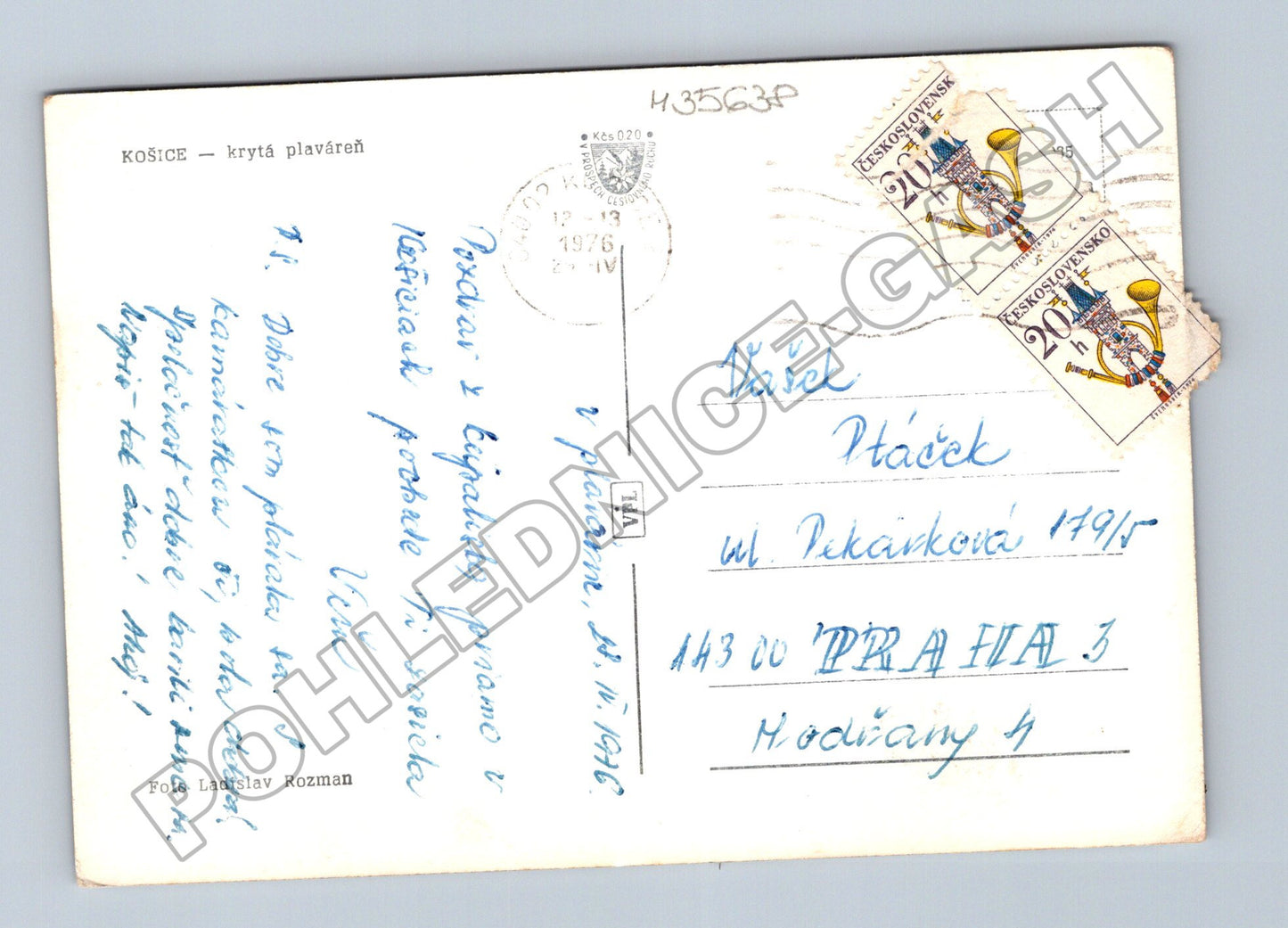 Pohlednice Slovensko Košice krytá plaváreň 1976 (M35638)