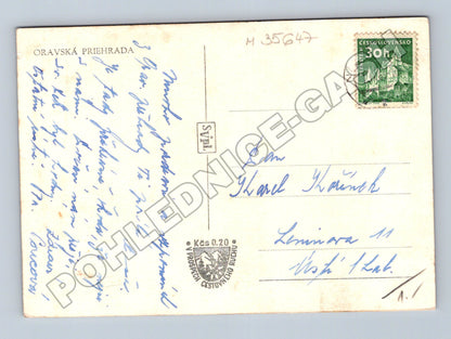 Pohlednice Slovensko Oravská priehrada kostel 1947 (M35647)