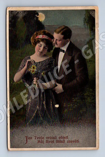 Pohlednice milostná scéna kolor použito (M3566)