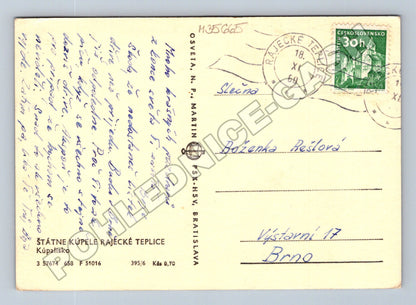 Pohlednice Slovensko Rajecké Teplice koupaliště 1960 (M35665)