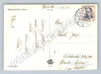 Pohlednice Slovensko Bratislavský hrad 1954 (M35670)