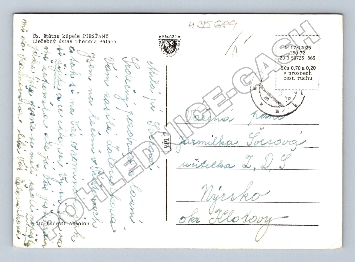 Pohlednice Slovensko Piešťany Thermia Palace 1941 (M35689)