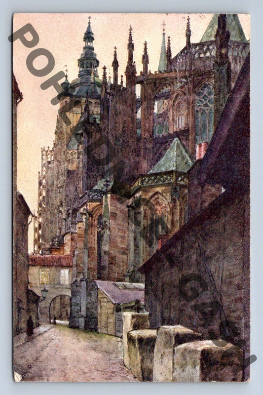 Pohlednice Praha Svatovítský chrám kolorovaná odeslaná (M357)