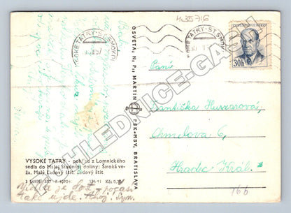 Pohlednice Slovensko Vysoké Tatry Lomnické sedlo 1947 (M35716)