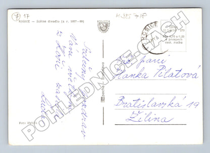Pohlednice Slovensko Košice Státní divadlo fontána 1963 (M35718)