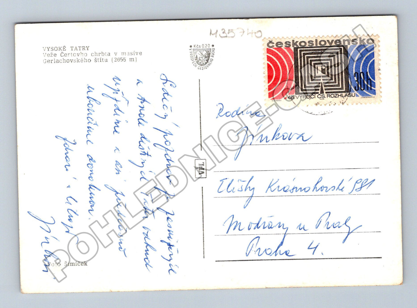 Pohlednice Slovensko Vysoké Tatry Gerlachovský štít 1968 (M35740)