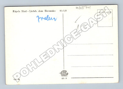 Pohlednice Slovensko Kúpele Sliač Liečebný dom s fontánou (M35741)