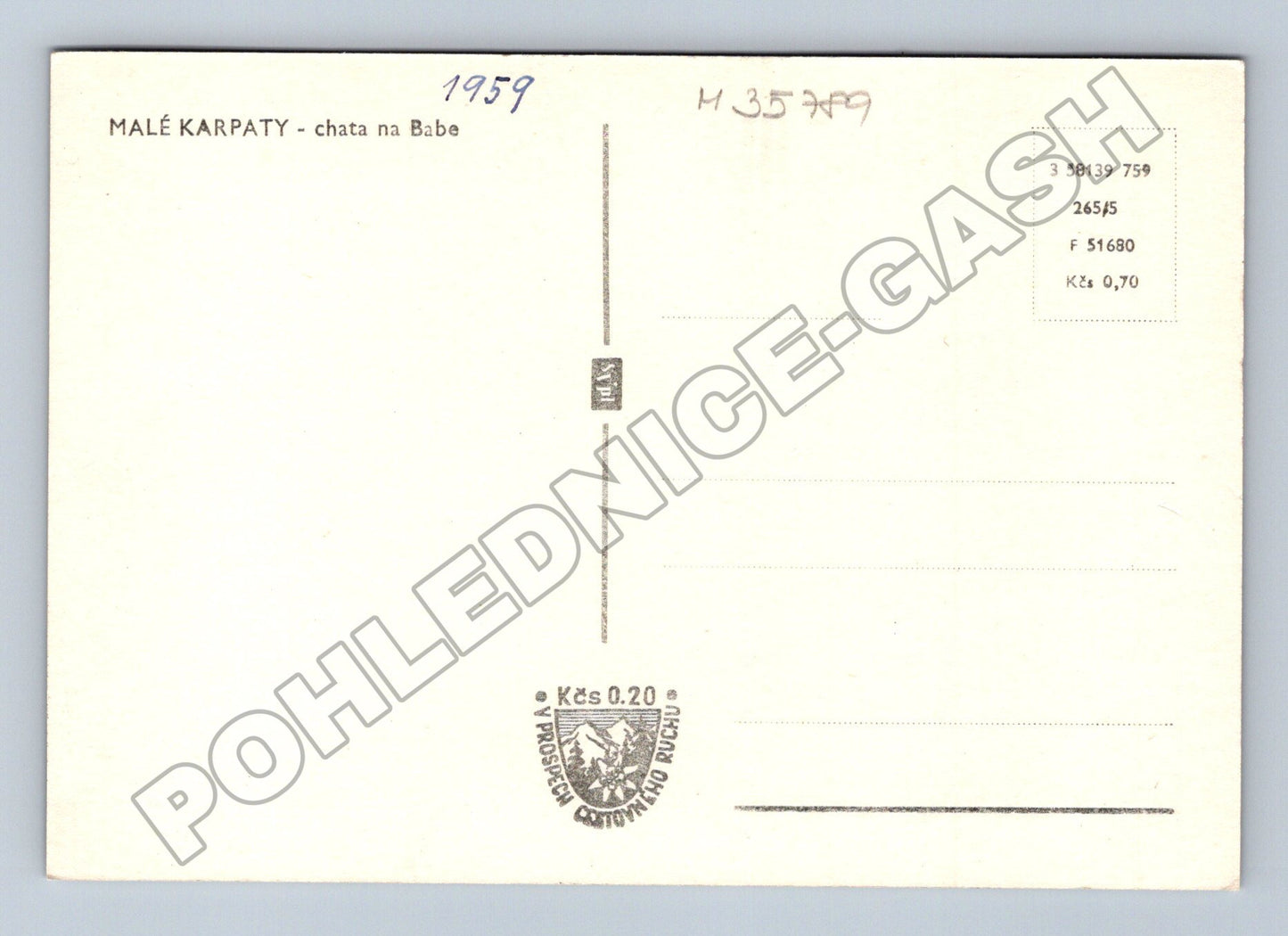 Pohlednice Slovensko Malé Karpaty chata na Babe 1959 (M35789)