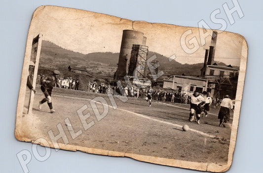 Postcard football match industrial background (M3579)