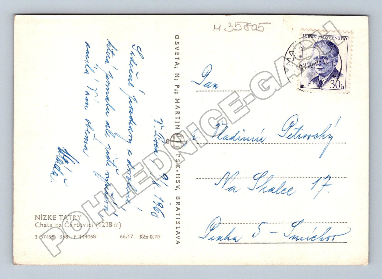 Pohlednice Slovensko Nízké Tatry Chata na Čertovici 1960 (M35805)