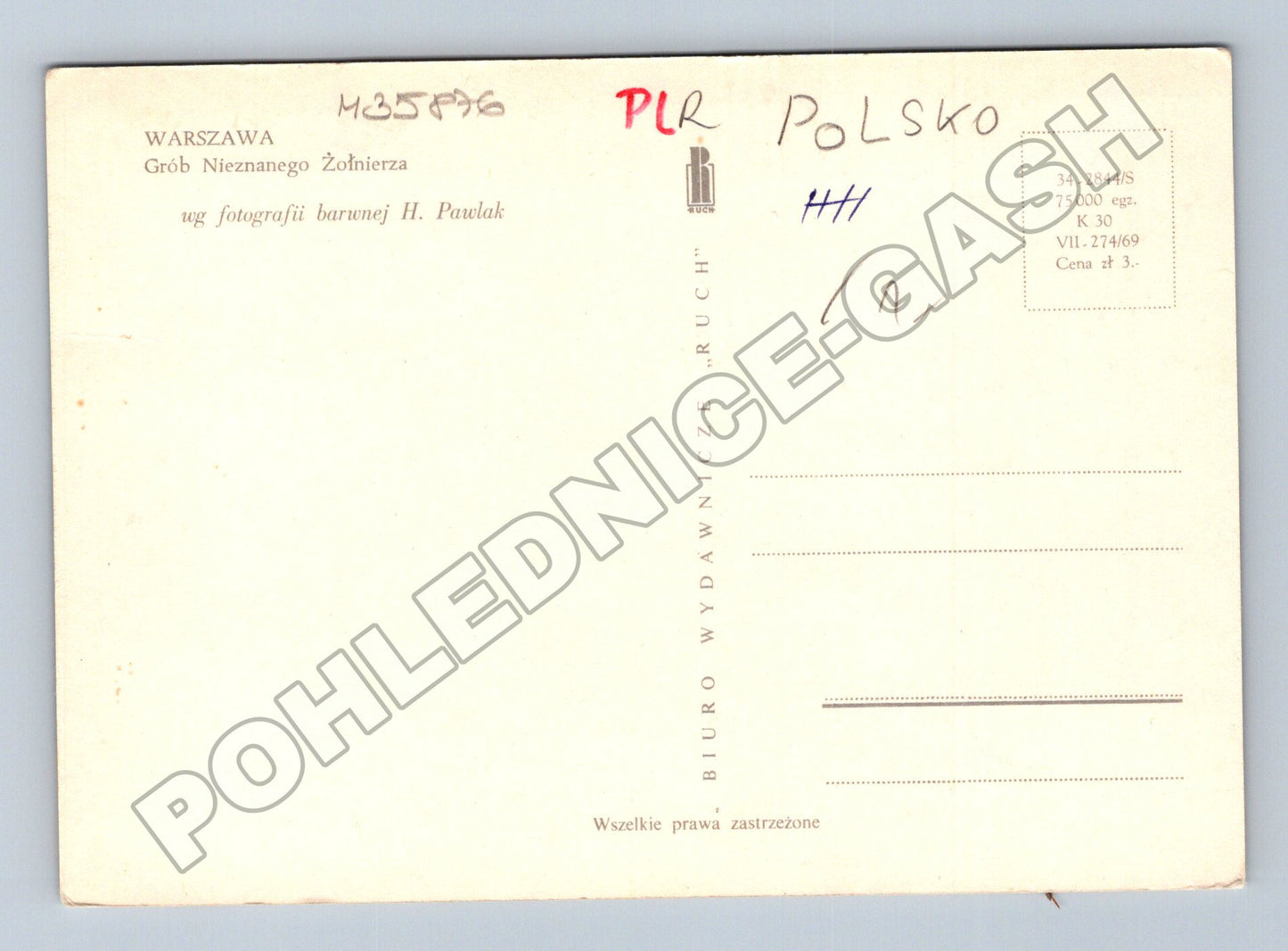 Pohlednice Polsko Varšava Hrob neznámého vojína 1969 (M35876)