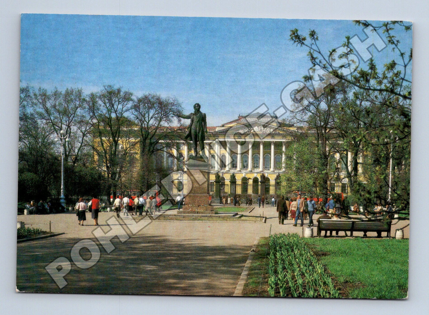 Pohlednice Rusko Leningrad Ruské muzeum socha Puškina 1986 (M35978)