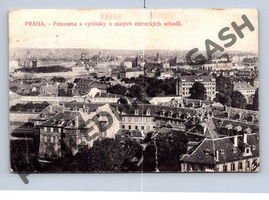 Pohlednice Praha panorama od zámeckých schodů (M360)