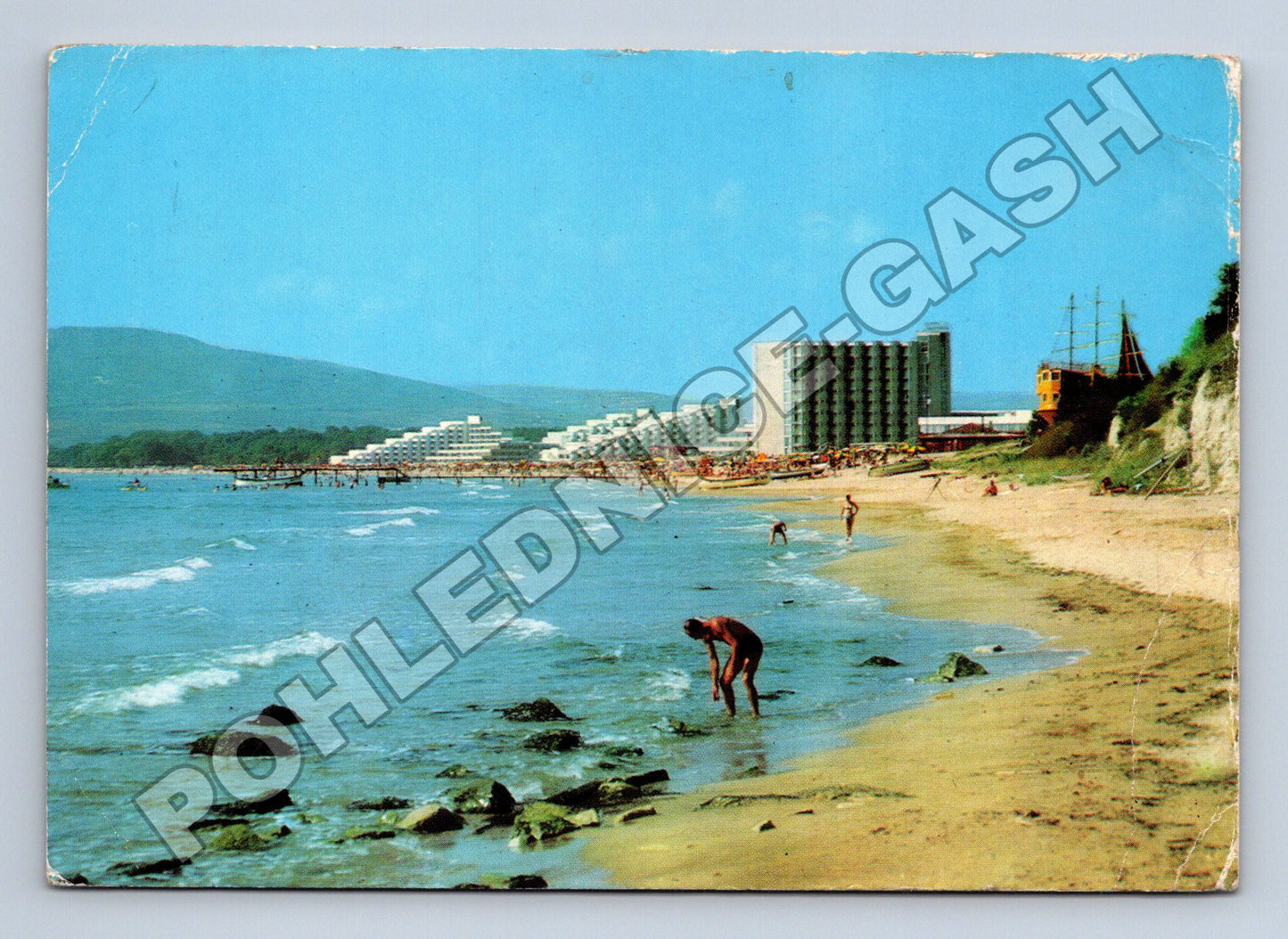 Pohlednice Bulharsko Albena pláž s hotely (M36031)