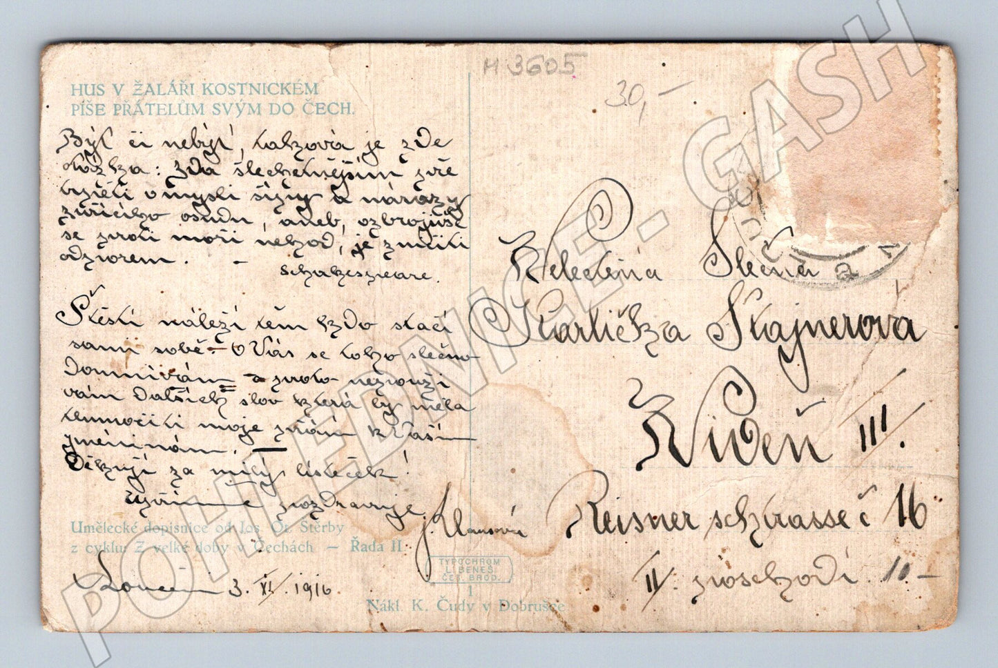 Pohlednice Jan Hus Česká republika 1916 (M3605)