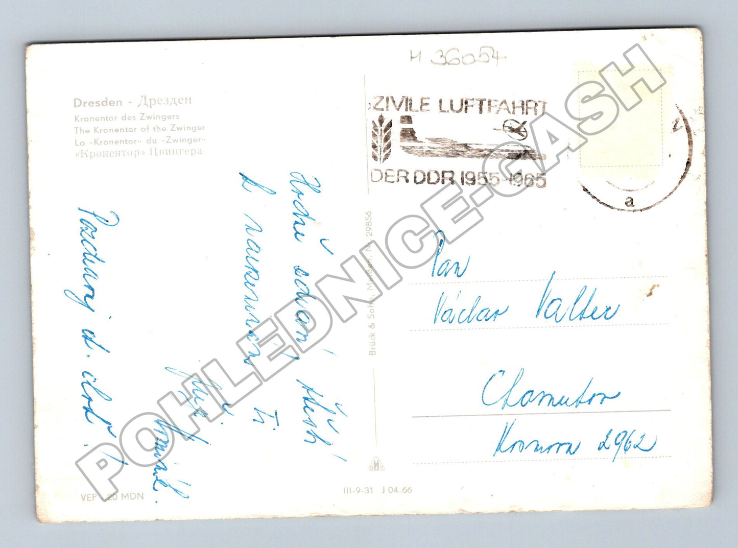 Pohlednice Německo Drážďany Zwinger Kronentor 1962 (M36054)
