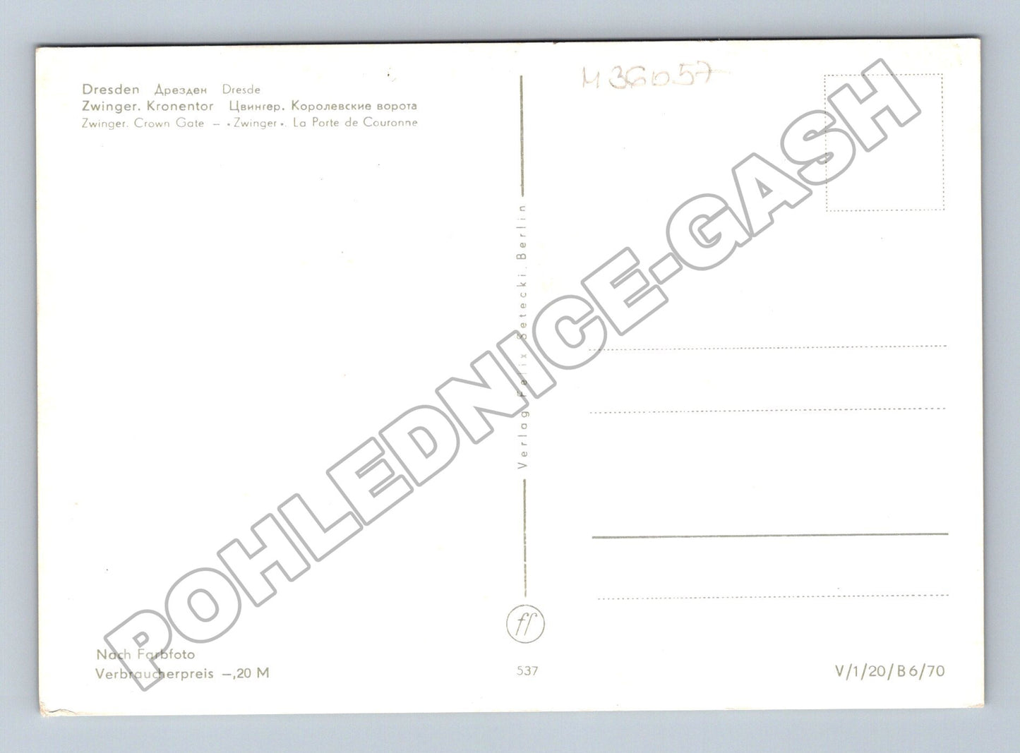 Pohlednice Německo Drážďany Zwinger Kronentor 1970 (M36057)