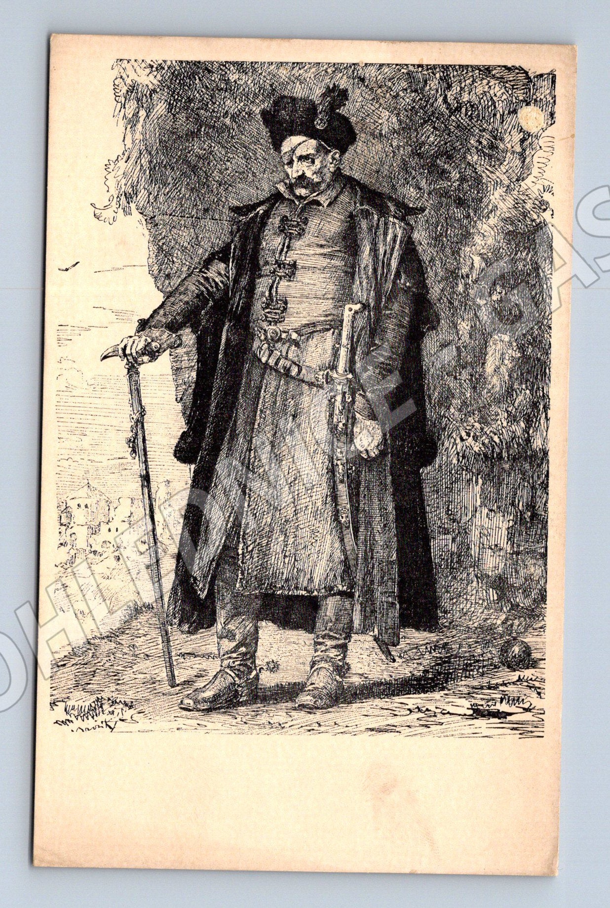 Pohlednice Jan Žižka perokresba V Brožík (M3606)