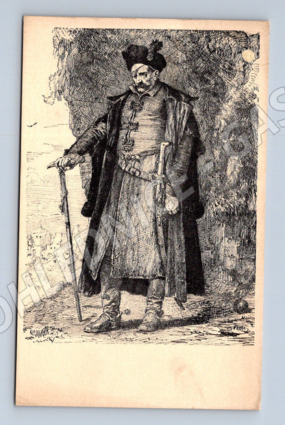 Pohlednice Jan Žižka perokresba V Brožík (M3606)