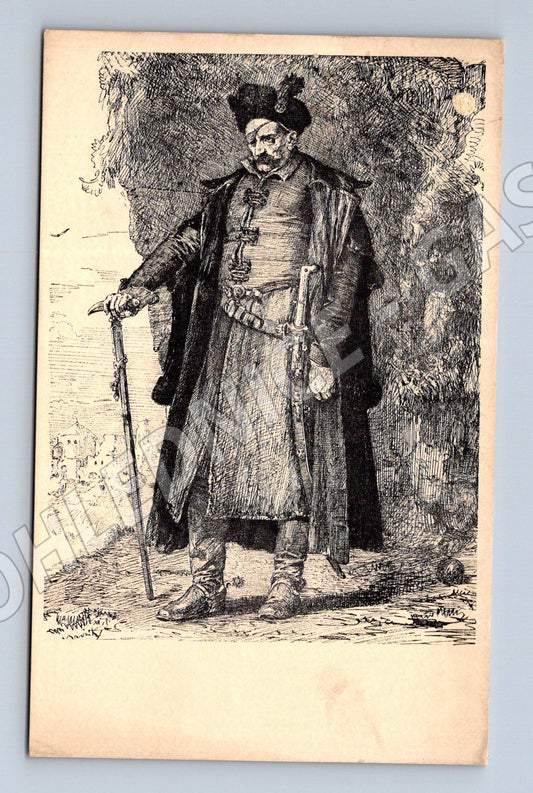 Pohlednice Jan Žižka perokresba V Brožík (M3606)