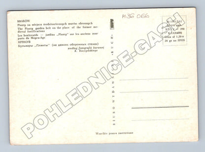 Pohlednice Polsko Krakow Planty fontána 1962 (M36066)