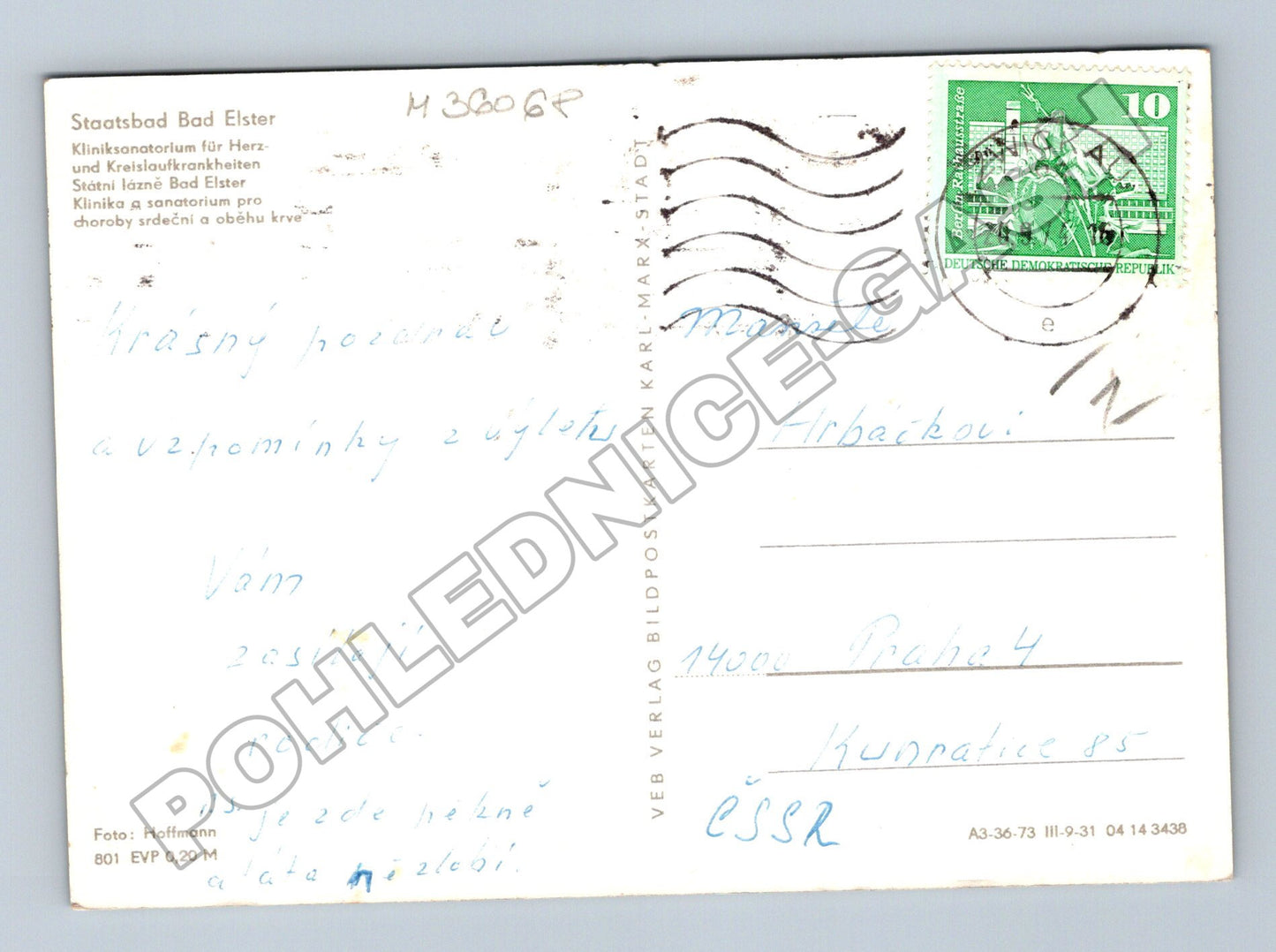 Pohlednice Německo Bad Elster sanatorium park 1973 (M36068)