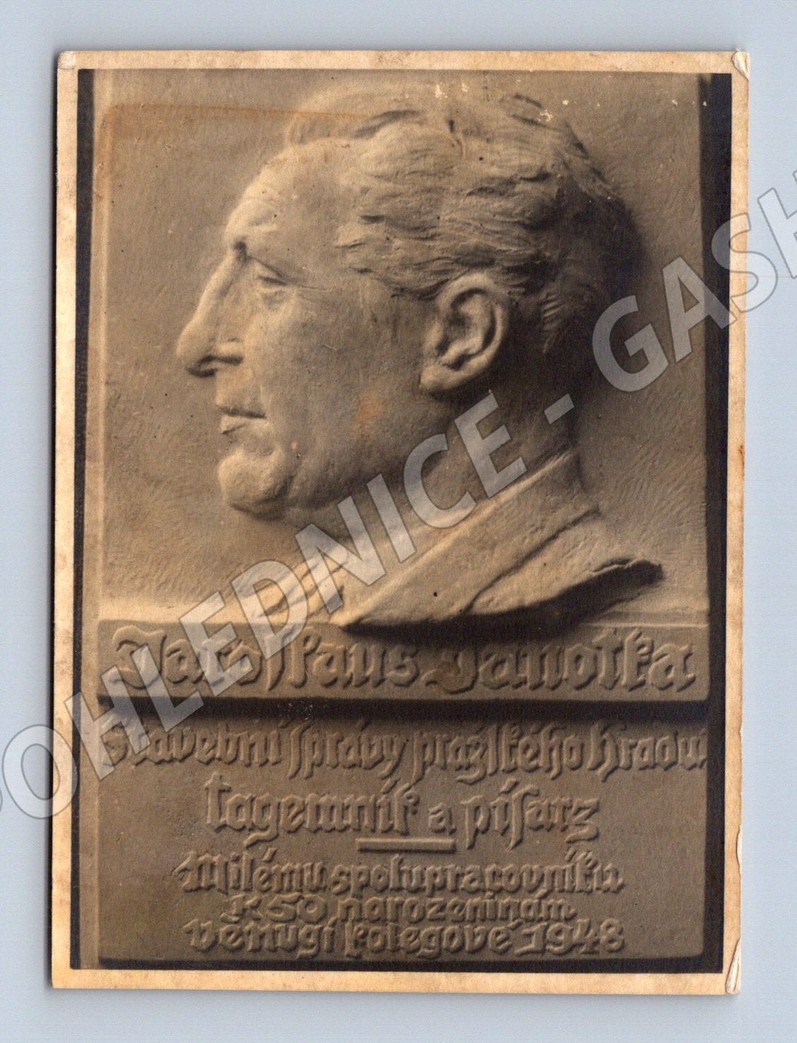 Pohlednice reliéf portrét osobnosti německý nápis (M3608)