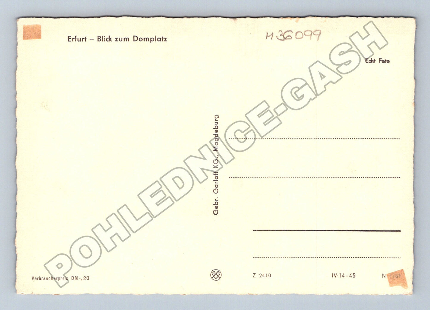 Pohlednice Německo Erfurt Domplatz 1945 (M36099)
