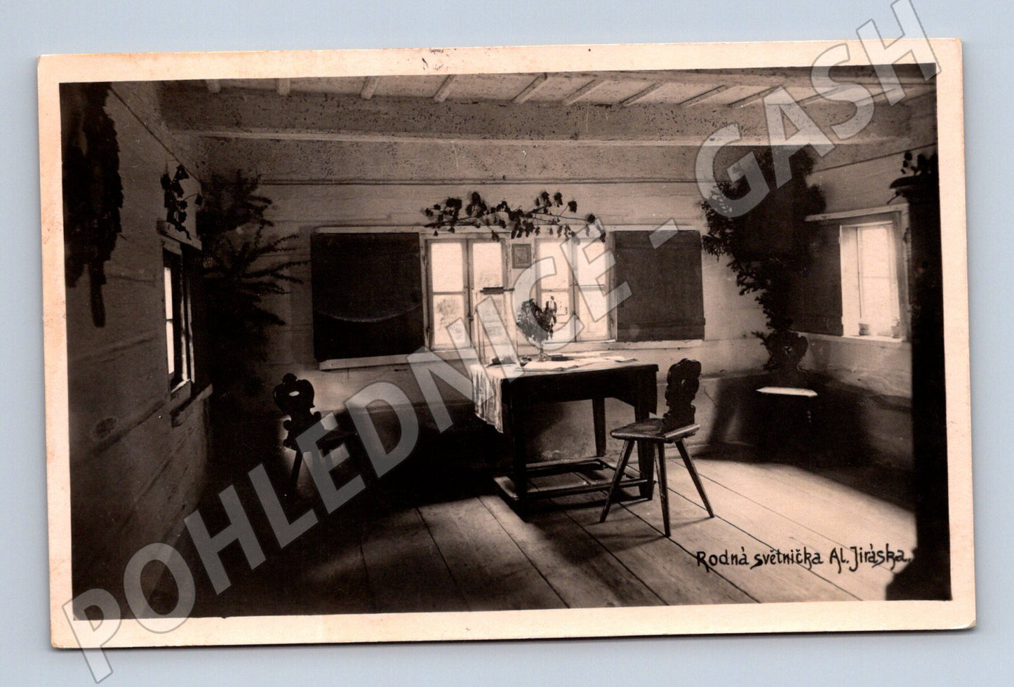Pohlednice rodná světnička Aloise Jiráska 1934 (M3613)