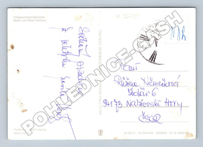 Pohlednice Německo Lipsko památník a radnice 198X (M36138)