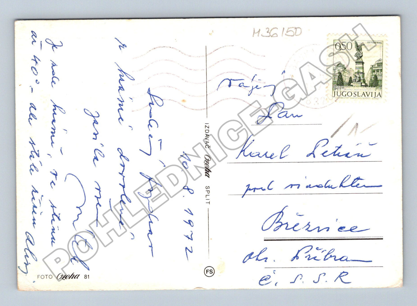 Pohlednice Chorvatsko Baške Vode moře hory 1972 (M36150)