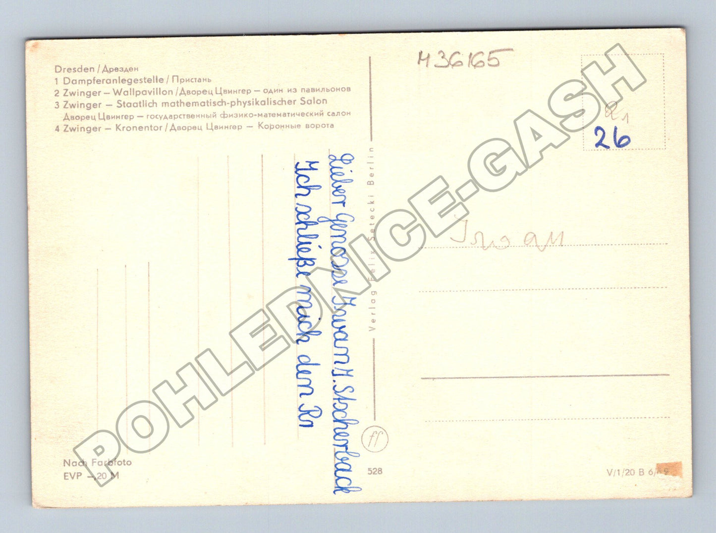Pohlednice Německo Dresden Zwinger Labe 1949 (M36165)