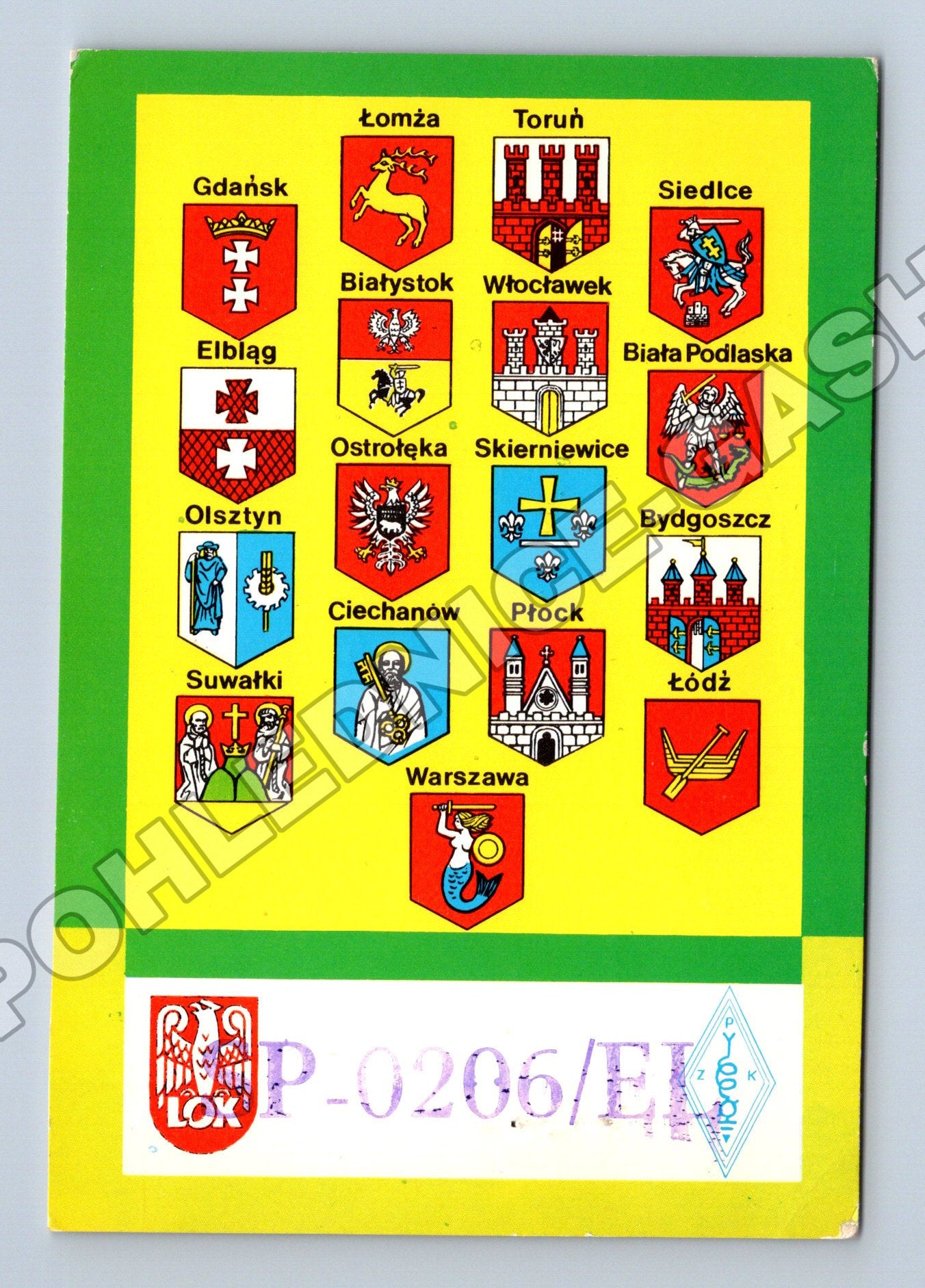 Pohlednice Polsko městské znaky QSL karta 1972 (M36169)