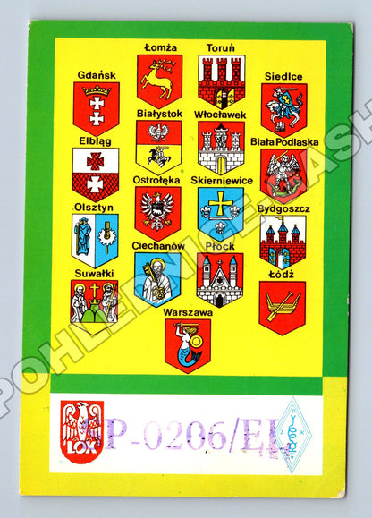 Pohlednice Polsko městské znaky QSL karta 1972 (M36169)