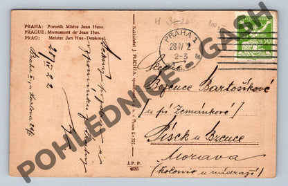 Pohlednice Praha pomník Jana Husa 1922 (M362)