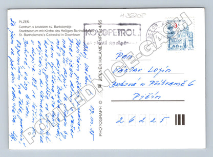 Pohlednice Plzeň Centrum s kostelem sv. Bartoloměje 1995 (M36208)